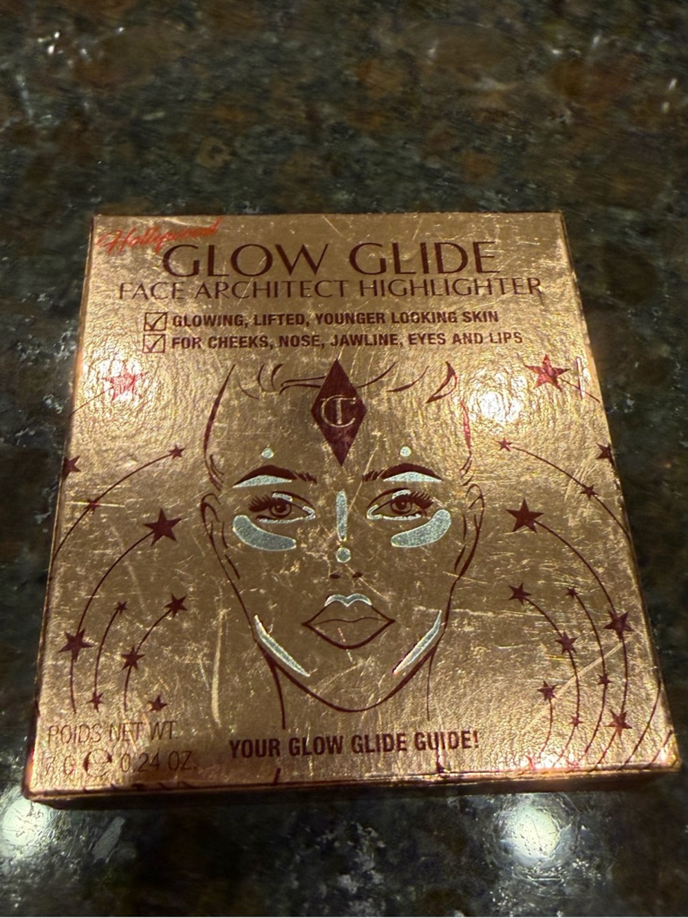 NIB! Charlotte Tilbury Glow Glide Face Architect Highlighter - Gilded Gold